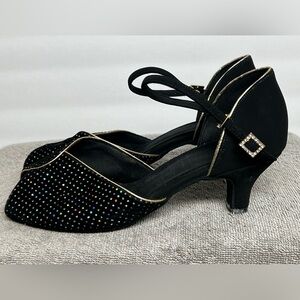 Supadance 1127 2.5"/3" Stiletto Women Black Sparkle Satin High Performance Shoes